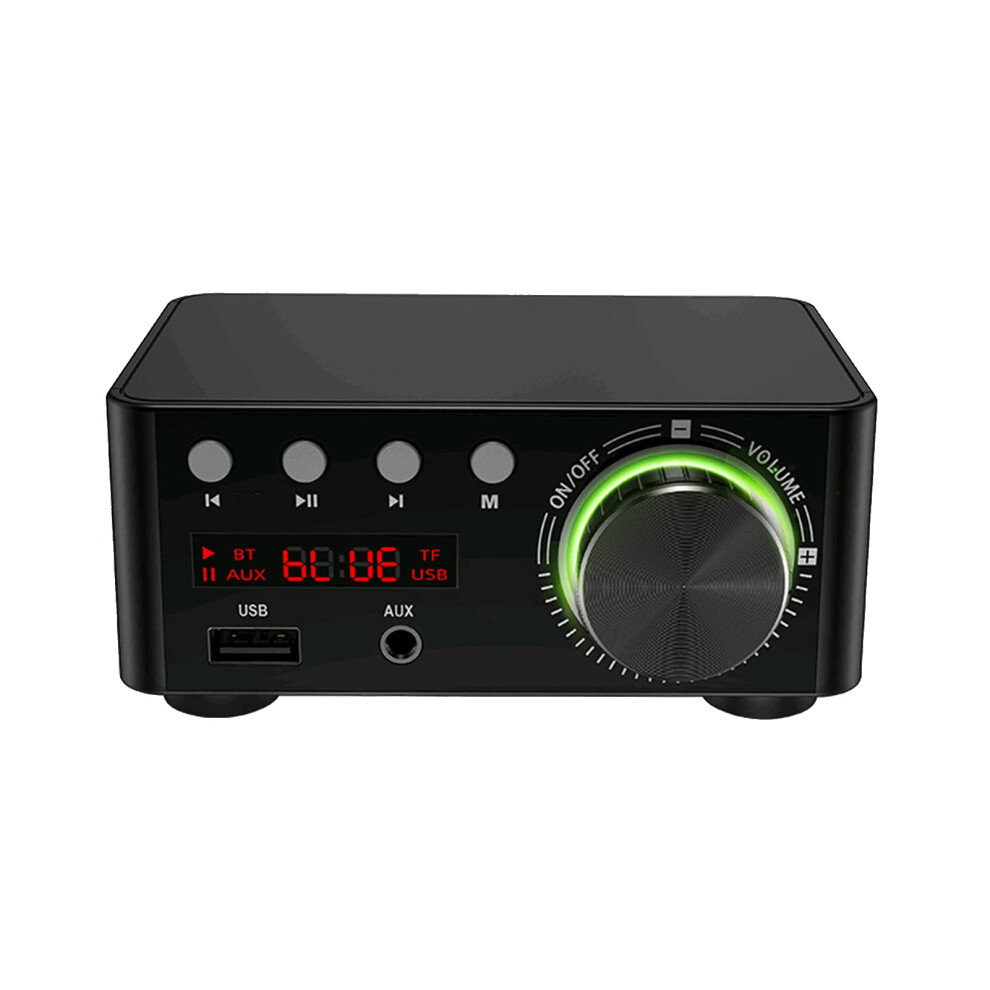Mini Bluetooth 5.0 Stereo Amplifier 100W Class D Hifi Audio Amp Usb Aux Receiver For Home Theater Black 9330225635581