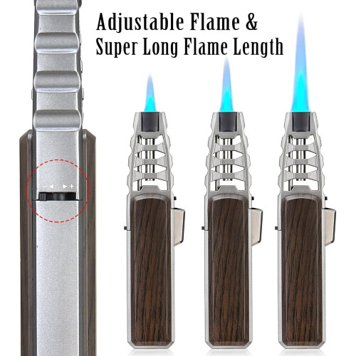 Refillable Butane Torch Lighter C11, Windproof Adjustable Flame Jet for Cooking and Camping 1