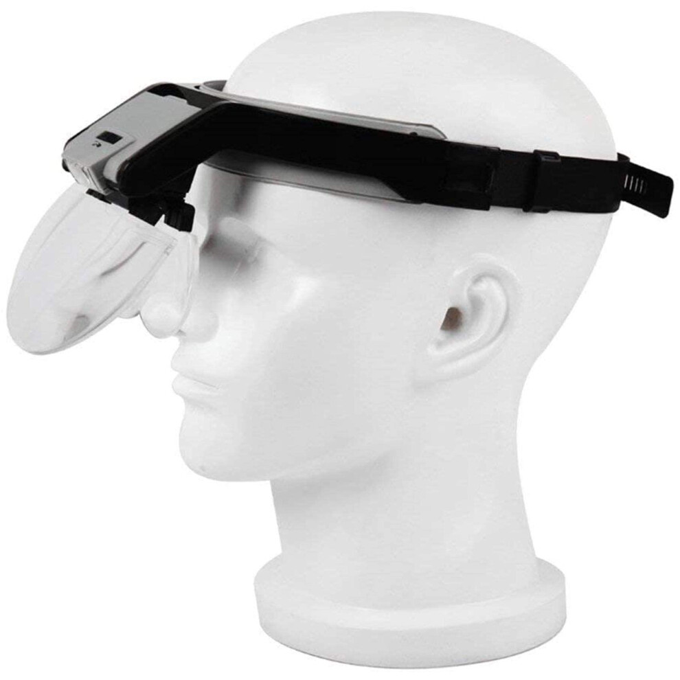 Light Head Mounted Magnifier With Led 1Xâ4X Adjustable Headband Glass For Reading And Crafts