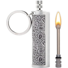 Reusable Metal Match Waterproof Keychain Permanent Match Lighter Refillable Kerosene EDC Gray