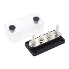 12V 48V Heavy Duty Bus Bar Terminal Block with Cover, 4 Post Marine Battery Power Distribution Block