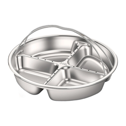 Divided Steam Plate With Raised Edges With Double Handle-4