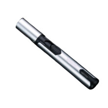 Torch Lighter Silver Windproof Blue Flame Refillable Butane Lighter with Visible Fuel Window and Adjustable Flame