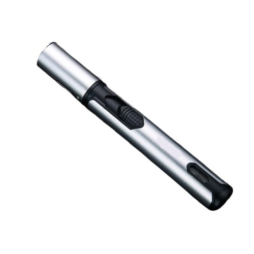Torch Lighter Silver Windproof Blue Flame Refillable Butane Lighter with Visible Fuel Window and Adjustable Flame