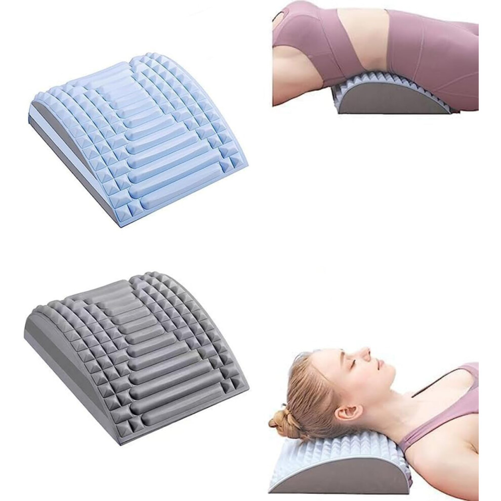 Blue/Grey Neck And Back Stretcher For Pain Relief, Ergonomic Contoured Support Pillow For Spine Alignment,