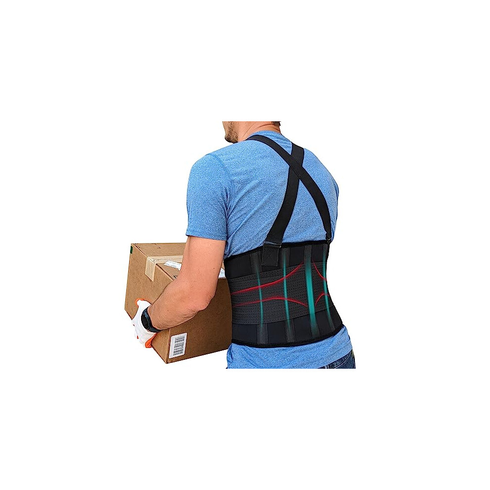 Plus Size Back Support Belt 4XL for Men and Women, Adjustable Lumbar Support Brace with Suspenders for Work and Lifting