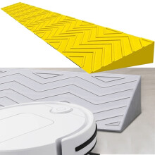 Wheelchair Ramp Rubber Threshold Ramp with Non‑Slip Grooved Surface, Cuttable Doorway Ramp for Home Accessibility, Yellow 100x10x4.5CM