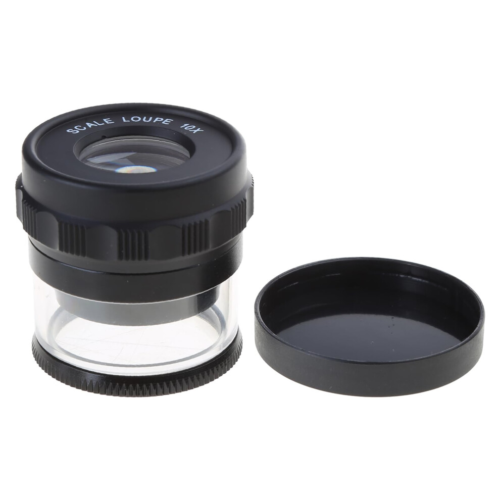 Jeweler's Loupe 10X Handheld Magnifier with Measuring Scale for Jewelry Coins and Cloth