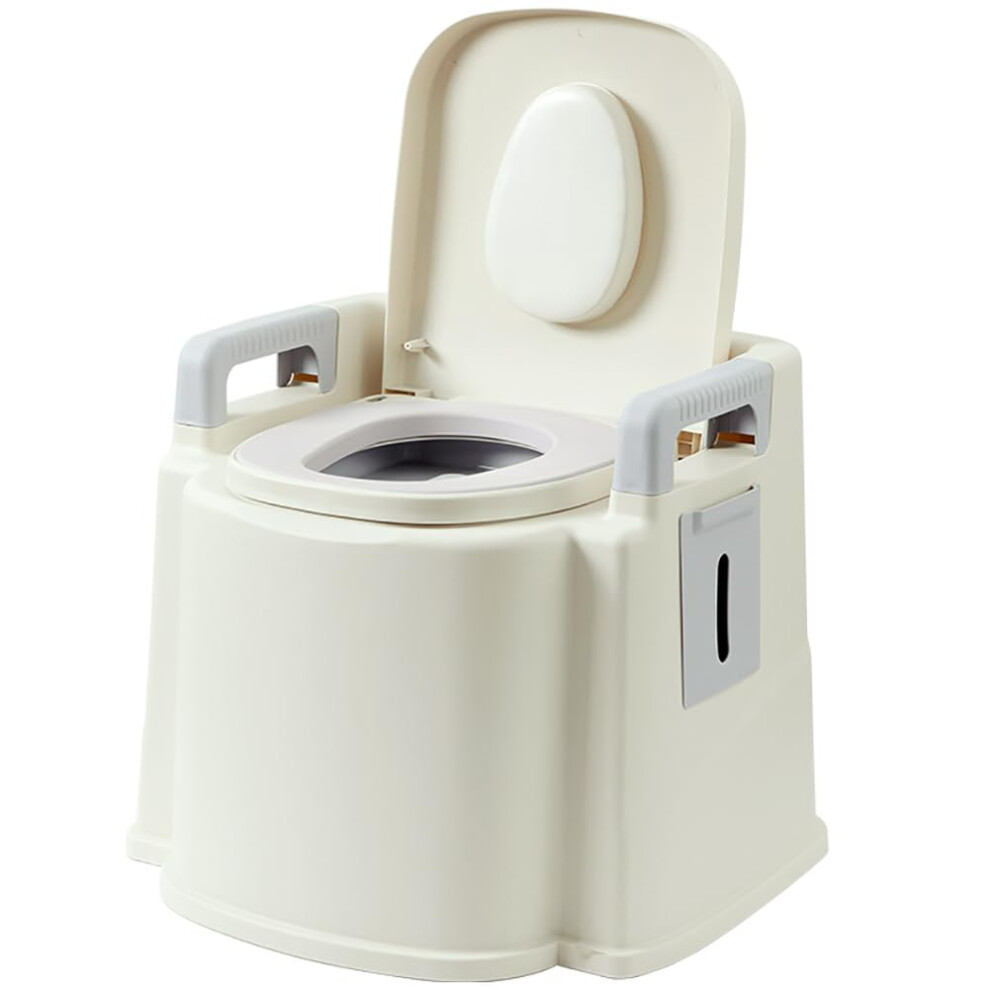 White Extra Wide Portable Commode Chair For Elderly, Nonslip Adult Bedside Toilet With Removable Odorseal Bucket,