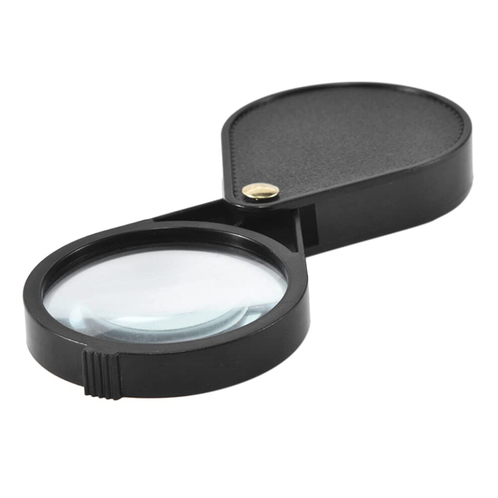 10X Pocket Magnifier with Folding Design and Leather Cover for Reading, Jewelry and Coins