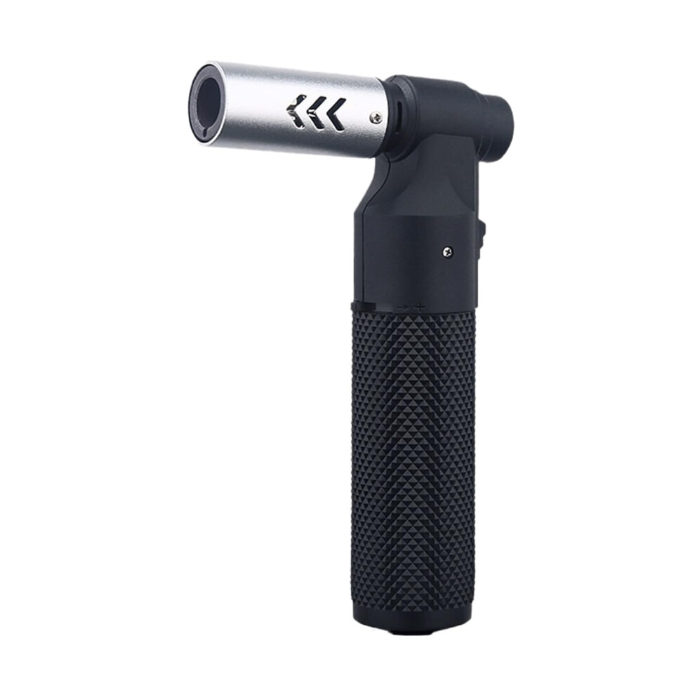 Silver Windproof Jet Torch Lighter Refillable Butane Desktop Model With Onetouch Ignition And Adjustable Flame For Indoor Outdoor Use