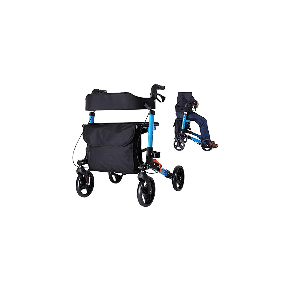 Lightweight Rolling Walker with Seat for Seniors, Foldable Adjustable Height All Terrain Rollator