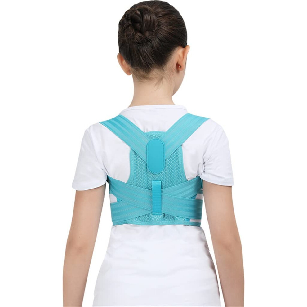 Children Adjustable Posture Corrector with Ergonomic Back Support Brace, Small Blue