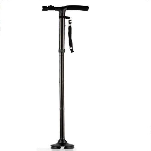 Foldable Seat Cane with LED Light, Adjustable Height, 360 Rotation, Sponge Grip for Seniors