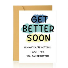 Funny Get Well Soon Card for Women and Men After Surgery, Humorous Encouragement with Golden Envelope