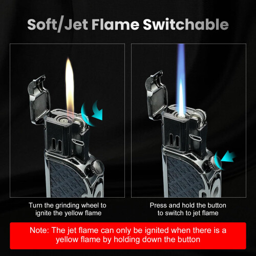Dual Flame Butane Torch Lighter, Windproof Adjustable Refillable Jet Flame with Cigar Punch, Gift for Men 2