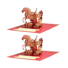 Chinese Year Greeting Cards 2026 Vintage Horse 3D Pop Up Design Gold Foil Spring Festival Card Set with Envelopes
