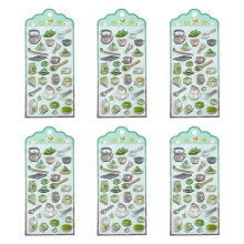 6 Vellen Cartoon Reliëf Sticker Waterdichte PVC Hars- Matcha