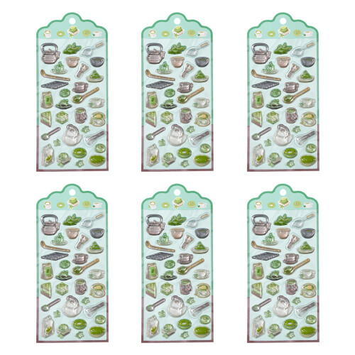 6Sheets Embossed Sticker For Scrapbooking Notebook-Matcha