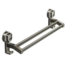 Wall Mounted Double Towel Rack 70cm Gun Gray Rustproof Aluminum Bathroom Towel Bar with Hooks