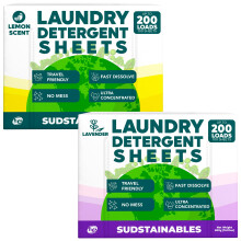 Lavender and Lemon Eco Friendly Laundry Detergent Sheets 100 Pack, Premeasured Dissolvable for Travel