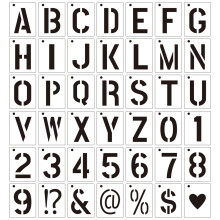 40Pcs Letter Number Templates Washable PET Drawing Stencils-5