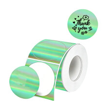 140 Stück glitzernde runde Thermopapier-Etiketten,-Grün