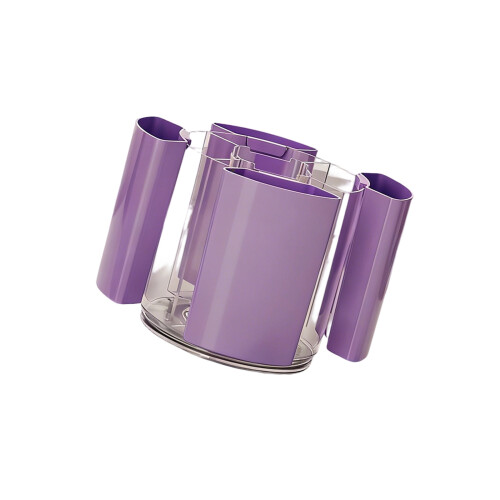 Rotating Plastic Pen Organiser Tray With 5 Sections-Purple