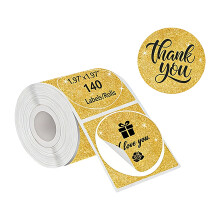 140 Stück glitzernde Thermoaufkleber, 50 mm, runde Form,-Gold