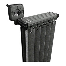 Folding Shower Curtain Rod Set with Retractable Waterproof Design, NoDrill 5Fold Privacy Partition for Bathroom RV Closet Gray