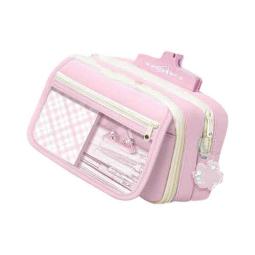 Übergroße Canvas-Schreibwarentasche mit-Rosa