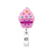Retractable Badge Card Holder Glittering Sequins ABS Badge-12