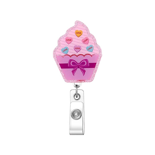 Retractable Badge Card Holder Glittering Sequins ABS Badge-12