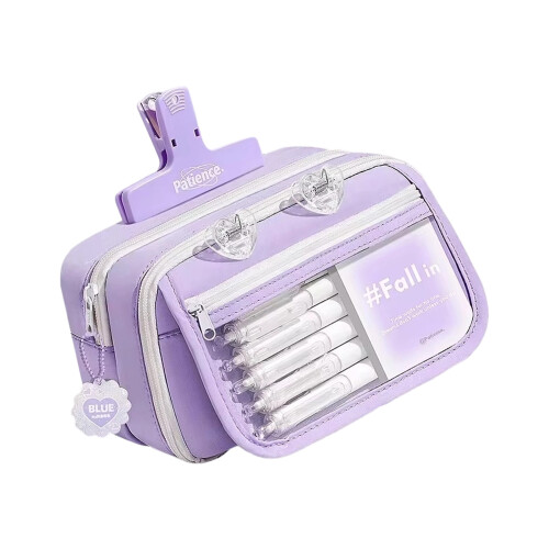 Large Capacity Pencil Case For Girls With Multiple-Purple