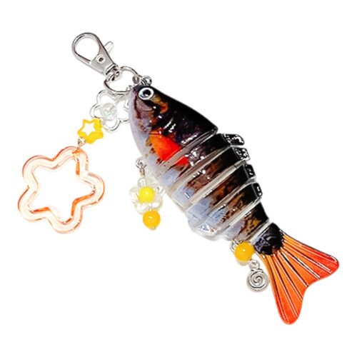 Creative Fish Design Bead Keychain Flower Accessory-orangeColor