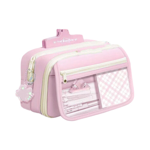 Practical Multi Compartment Pen Case Measure 22x13x75cm-Pink