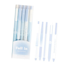 Set van 5 basismarkeringen met drukknop Fijne tip voor-Blauw