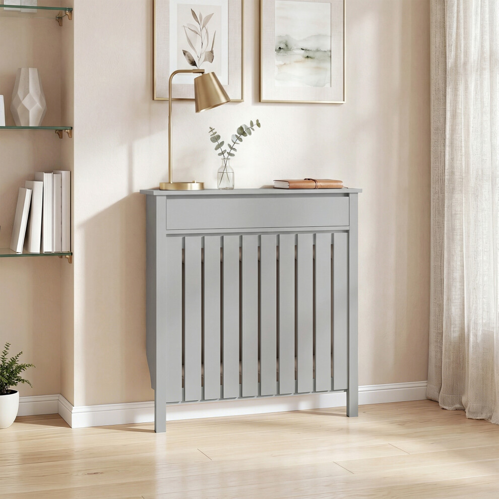 Homcom (Grey) Radiator Cover With Drawer And Vertical Slats