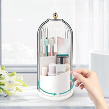 Toothbrush Holder with Cover, Dustproof 360 Rotating ThreeCompartment Bathroom Countertop Organizer (White)