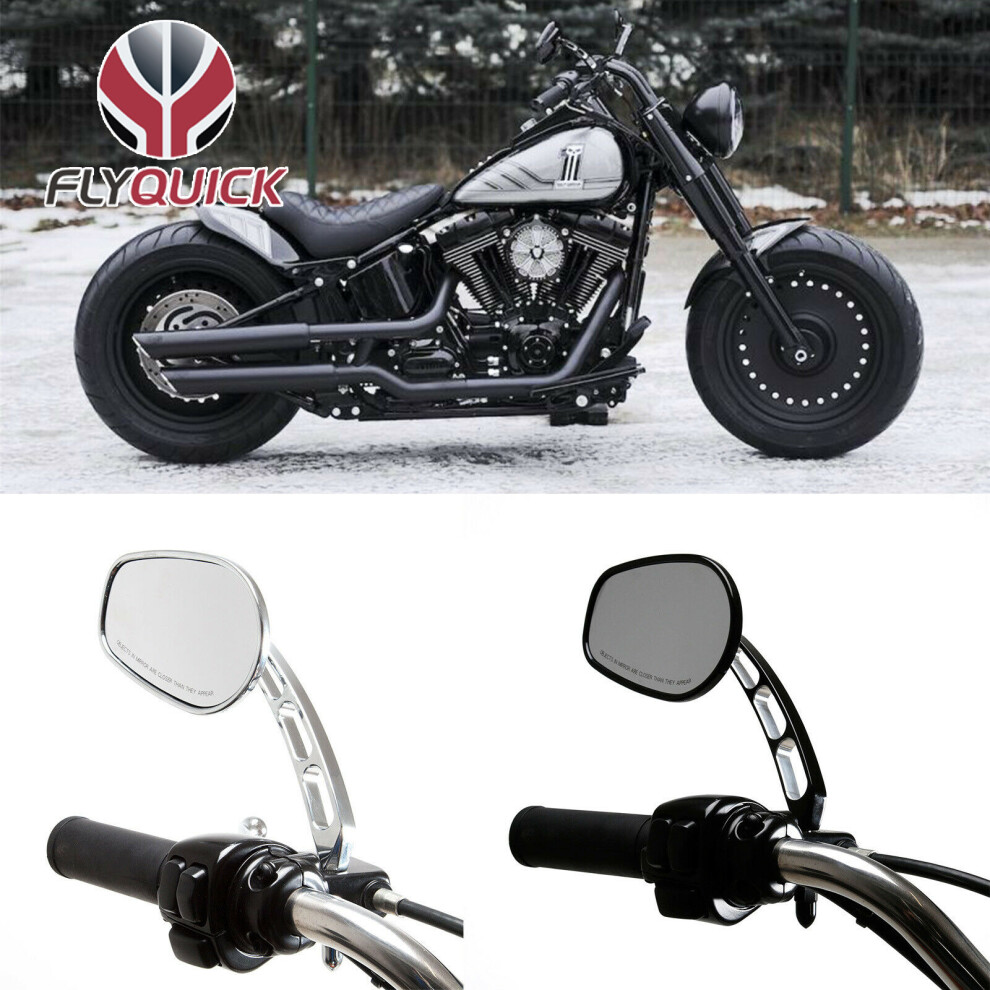 (Black) Harley-Davidson Classic Retro Large Sliding Rearview Mirror Black 5996097156148