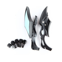 (Black, White glass (with 5 screws + Harley screws)) Custom Motorcycle Rearview Mirror, Electric Mod Reflective Decor