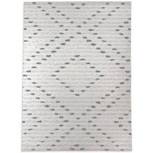 Blue and White Foldable Office Chair Mat for Hard Floors, Large Low Pile Jacquard Weave with Cotton Backing