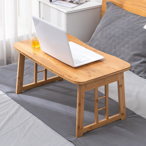 Bamboo Folding Laptop Table Adjustable Bed Desk Foldable SpaceSaving Design for Home Office 1