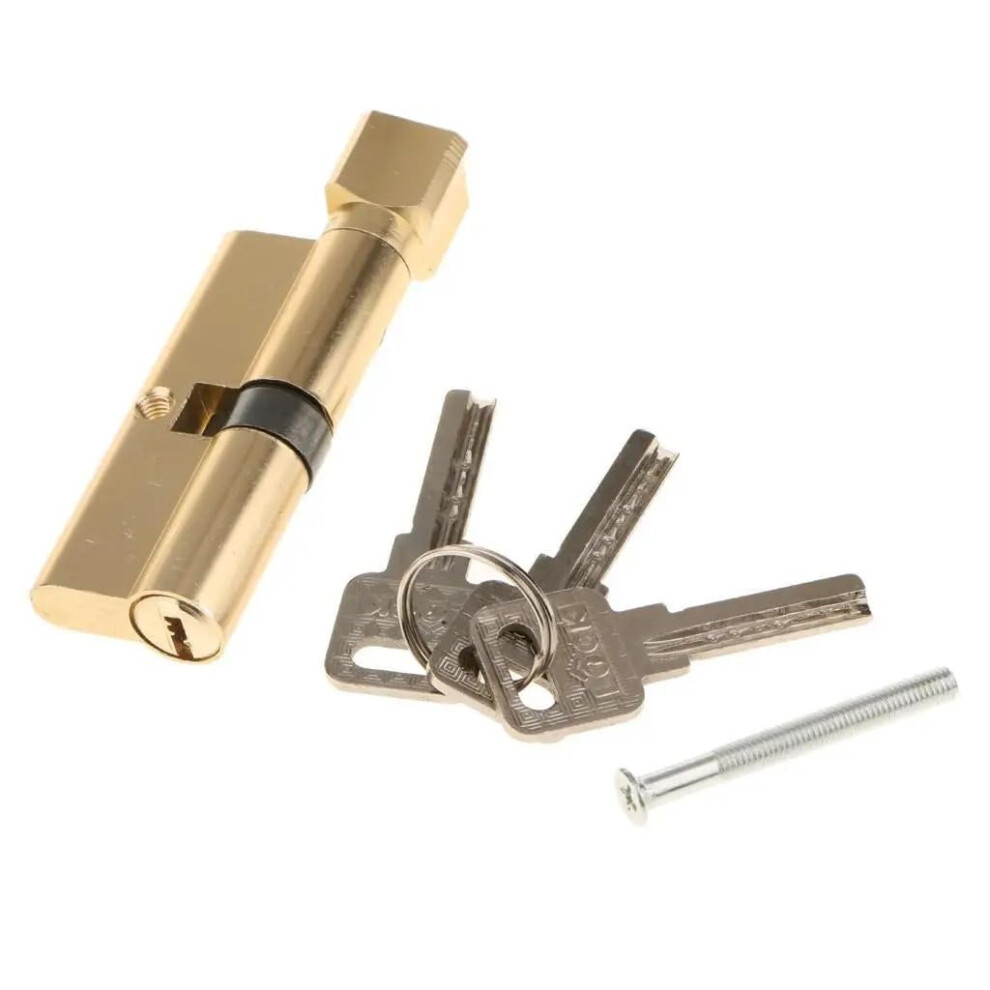 Euro Cylinder Lock Barrel With Three Copper Keys, Durable Core For Quick Door Replacement 9330225466987