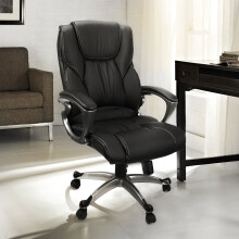 Executive Office Chair Ergonomic  Back Leather Design with Adjustable Height and 360 Swivel, Black