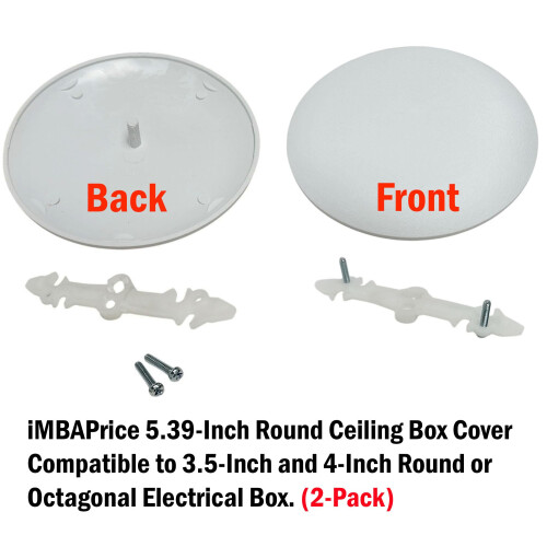 Ceiling Box Cover Plate White 2 Pack, Paintable Textured Finish, Fits Round or Octagon Electrical Boxes 1