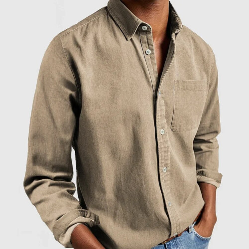 (Pink, M) Camicia da uomo a maniche lunghe con colletto 1