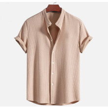 (Light Brown, XL) Camicia da uomo estiva a maniche corte in tinta unita