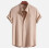 (Light Brown, M) Men's Solid Color Summer Short Sleeve Shirt 1