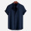 (Navy Blue, S) Men's Solid Color Summer Short Sleeve Shirt 1